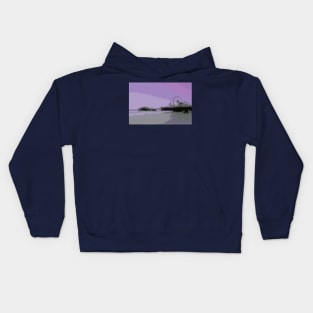 Abstract Purple and Grey Shades Santa Monica Pier Kids Hoodie